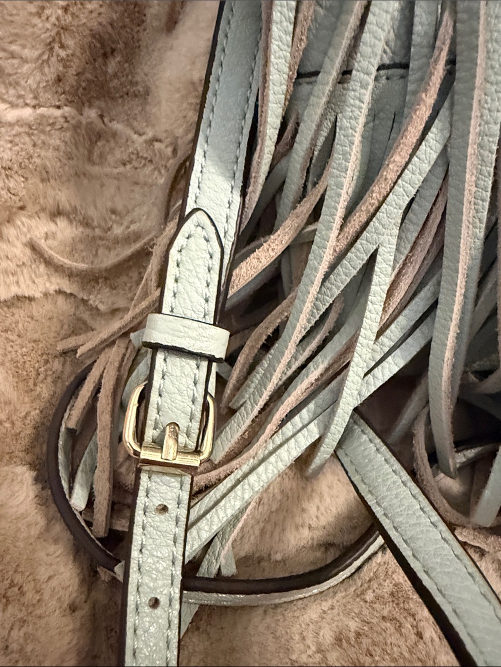 Vintage Rebecca Minkoff Light Blue Fringe Crossbody Bag - Picture 6 of 7